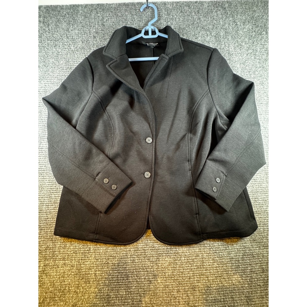 DIALOGUE CLASSICS Black Blazer Jacket 1X Button Front Collar